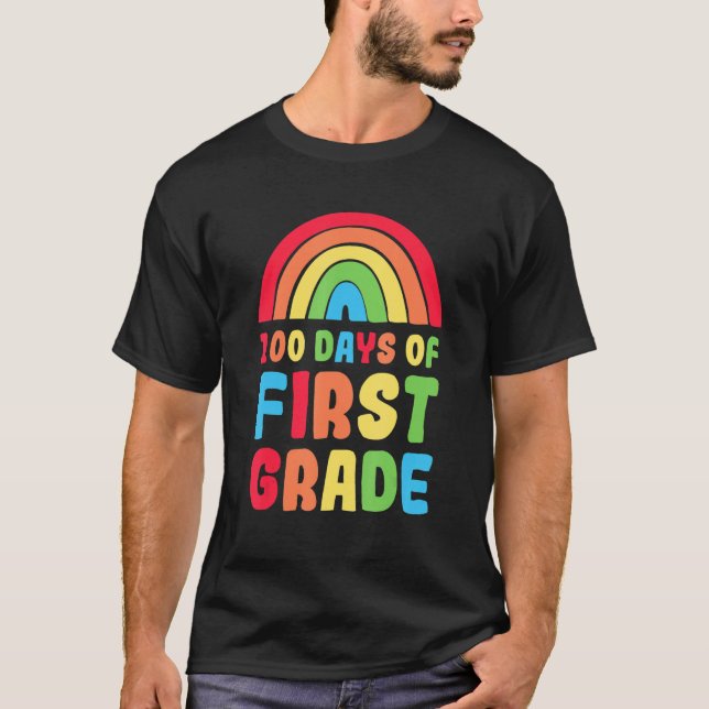Färglöst regnbåge 100 dagar första Klass-dagen T Shirt (Framsida)