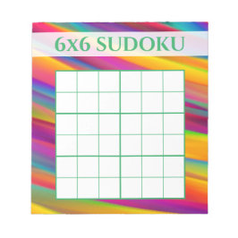 Färglöst regnbåge 6x6 Sudoku Grid-mall Anteckningsblock