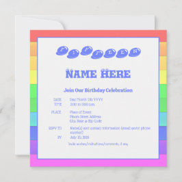 Färglöst regnbåge blå Roligten Barns födelsedag Pa Inbjudningar