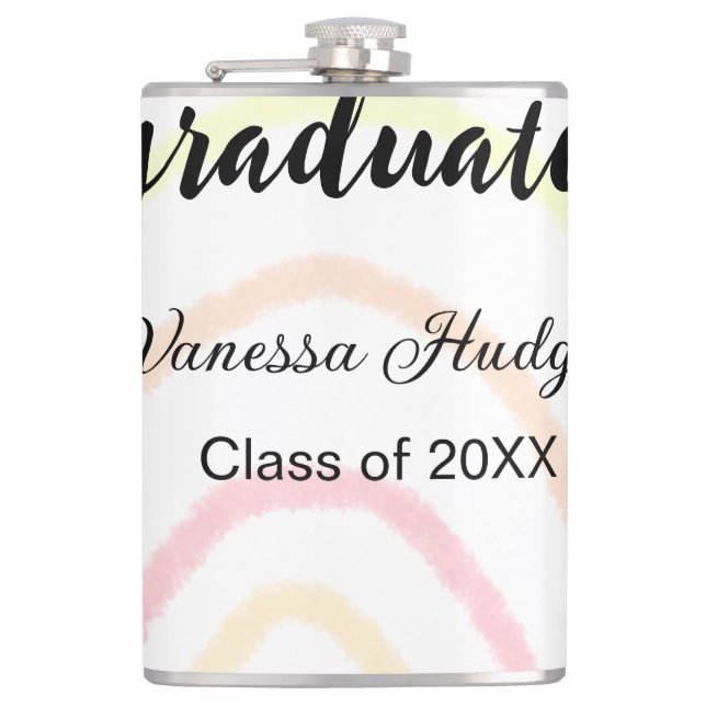 Färglöst regnbåge boho studenten lägg till namn år fickplunta (Framsidan)