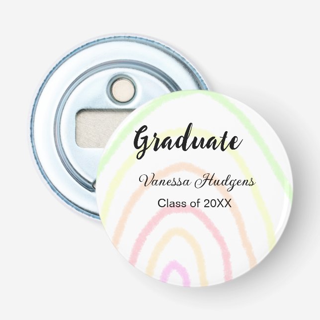 Färglöst regnbåge boho studenten lägg till namn år flasköppnare (Framsidan)