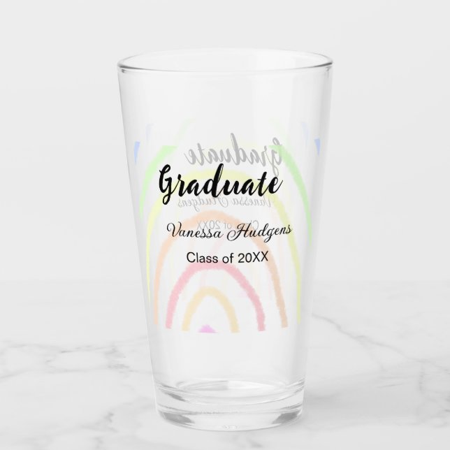 Färglöst regnbåge boho studenten lägg till namn år glaskopp (Framsida)