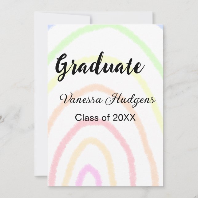 Färglöst regnbåge boho studenten lägg till namn år inbjudningar (Framsida)