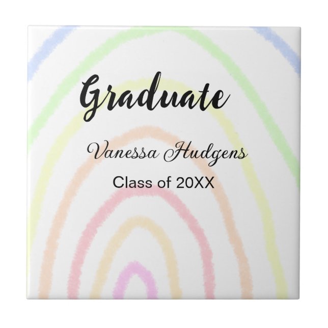 Färglöst regnbåge boho studenten lägg till namn år kakelplatta (Framsidan)