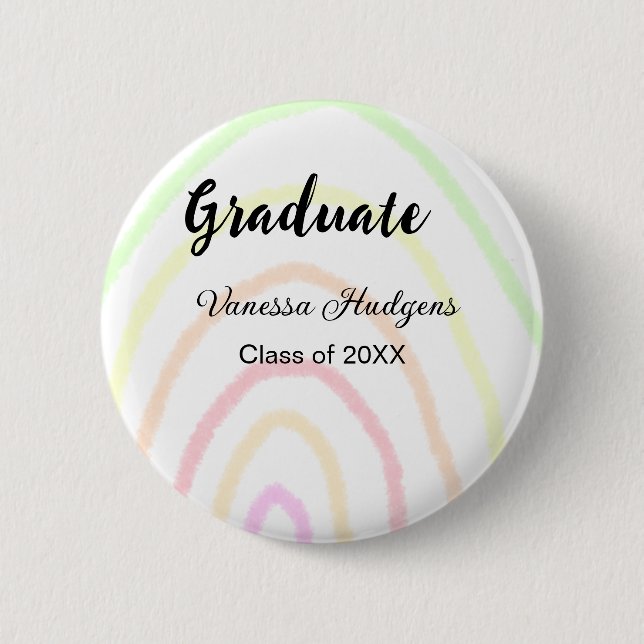 Färglöst regnbåge boho studenten lägg till namn år knapp (Framsida)