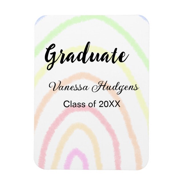 Färglöst regnbåge boho studenten lägg till namn år magnet (Vertikal)