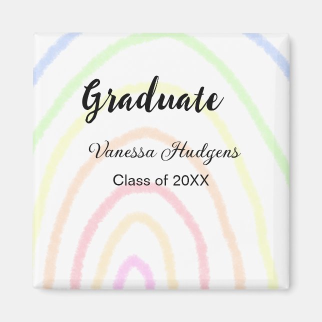 Färglöst regnbåge boho studenten lägg till namn år magnet (Framsidan)