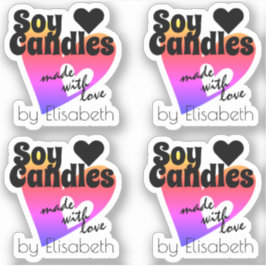 Färglöst regnbåge Made med Kärlek Soy Candles Klistermärken