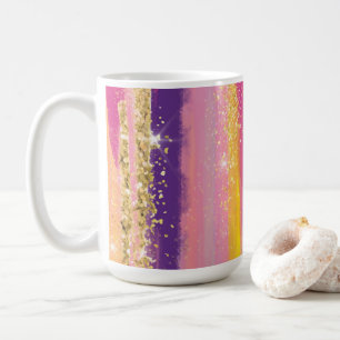 Färglöst regnbåge Rand med Faux Guld Glitter Kaffemugg