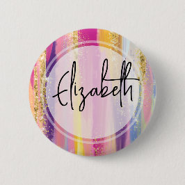 Färglöst regnbåge Rand med Faux Guld Glitter Knapp