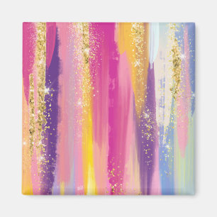 Färglöst regnbåge Rand med Faux Guld Glitter Magnet