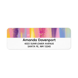 Färglöst regnbåge Rand med Faux Guld Glitter Returadress Etikett