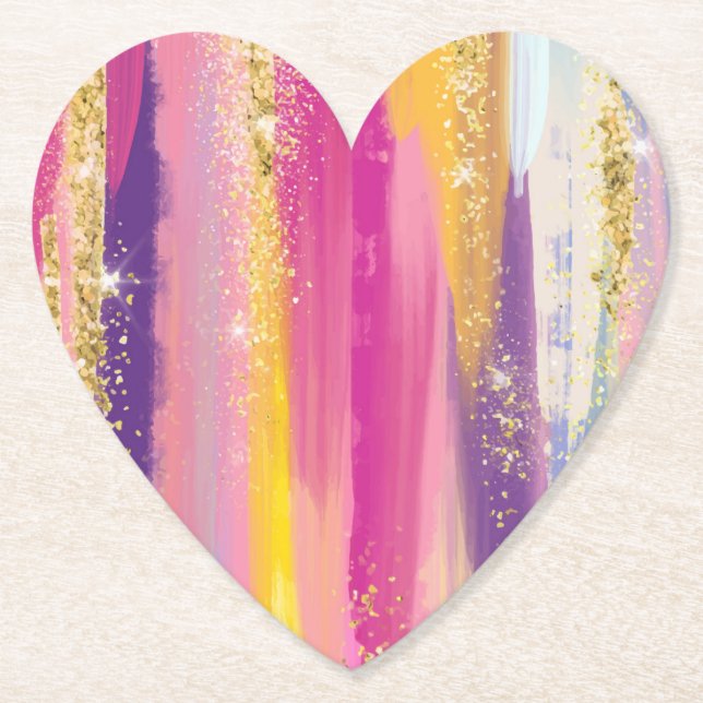 Färglöst regnbåge Rand med Faux Guld Glitter Underlägg Papper (Framsida)