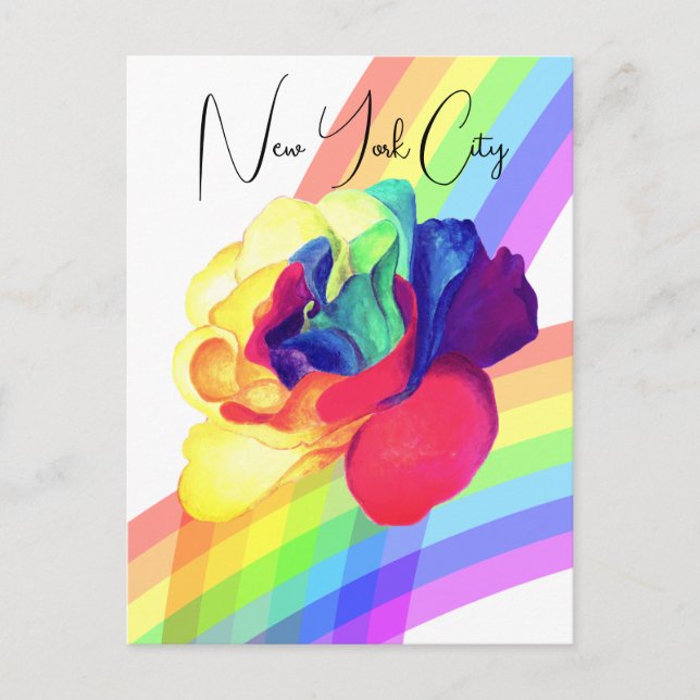 Färglöst regnbåge Ro blomma Vykort (Framsida)