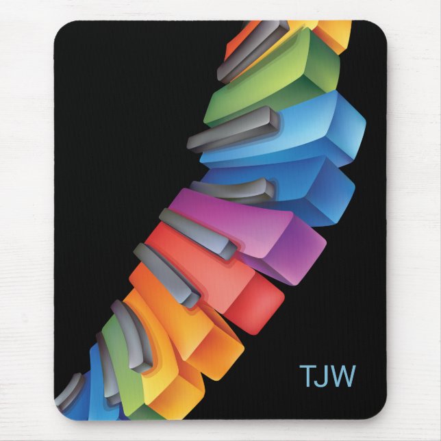 Färglöst regnbåge Tangentbord med Monogram Musmatta (Framsidan)