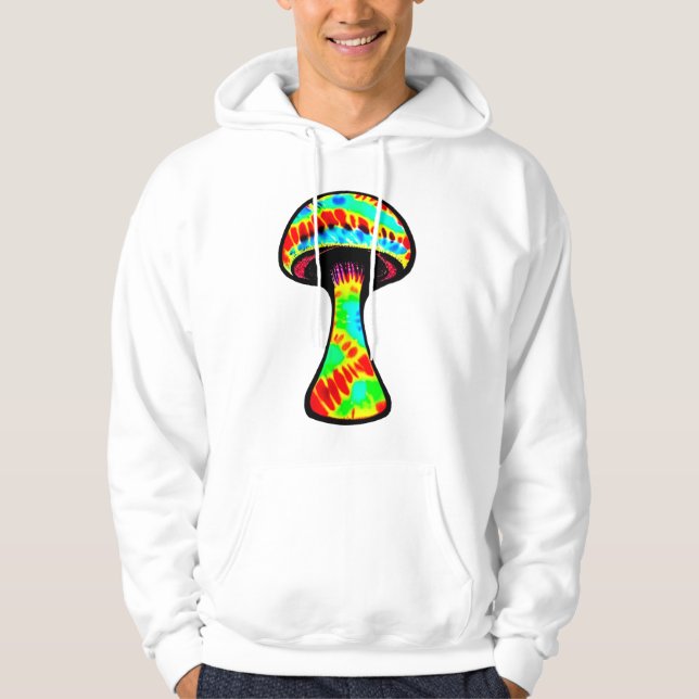 Färglöst regnbåge TieDye Mushroom Hooded Sweatshir Hoodie (Framsida)