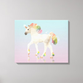 Färglöst regnbåge Unicorn Polygon - omformad kanva Canvastryck