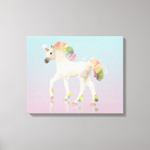 Färglöst regnbåge Unicorn Polygon - omformad kanva Canvastryck