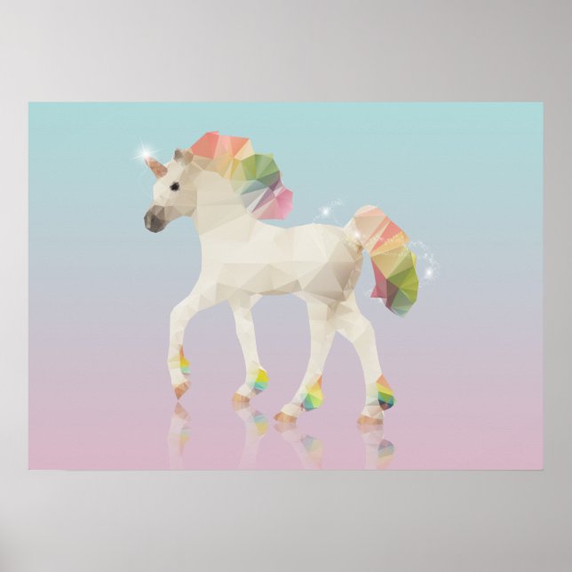 Färglöst regnbåge Unicorn Polygon - Poster Skriv u (Framsidan)
