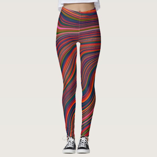 Färglöst regnbåge Vågigt Abstraction Leggings (Framsida)