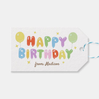 Färglöst regnbågsbubbla enkelt Grattis på födelsed Presentetikett