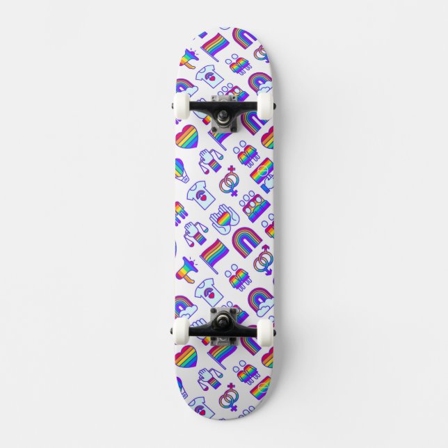 Färglöst regnbågsikon Mönster Mini Skateboard Bräda 18,5 Cm (Framsida)
