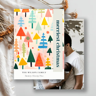 Färglöst Retro-Abstrakt - julfotfoto Julkort