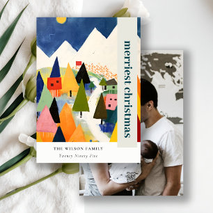 Färglöst Retro-Abstrakt - julfotfoto Julkort