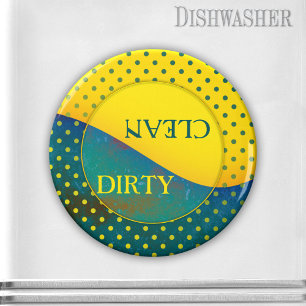 Färglöst Retro Clean Dirty Dishwasher Magnet