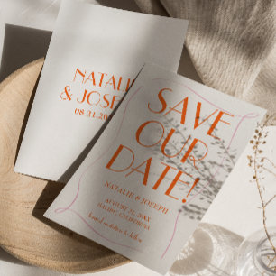 Färglöst Retro Cute Bright-Vintage Unik Bröllop Spara Datumet