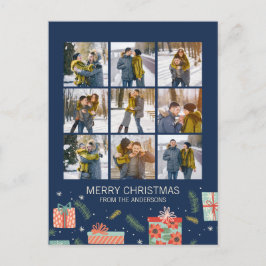 Färglöst Retro-julklapp 9 Foton Helg Vykort