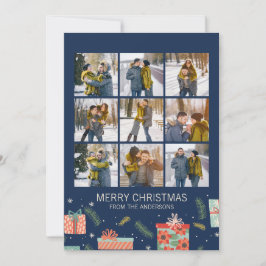 Färglöst Retro-julklapp 9 Foton Julkort