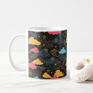 Färglöst Retro Starry Himlar Art Mönster II Kaffemugg