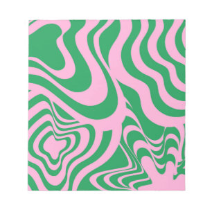 Färglöst Retro Swirl Groovy Y2K Mönster Anteckningsblock