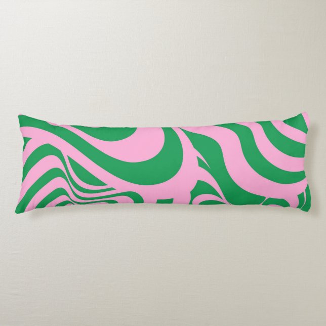 Färglöst Retro Swirl Groovy Y2K Mönster Kroppskudde (Framsidan)