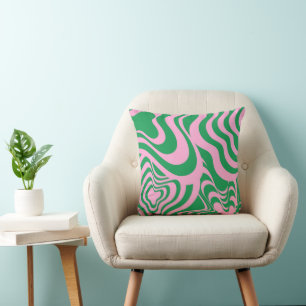Färglöst Retro Swirl Groovy Y2K Mönster Kudde