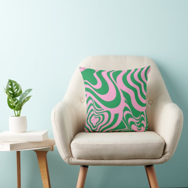 Färglöst Retro Swirl Groovy Y2K Mönster Kudde (Stol)