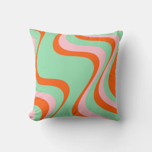 Färglöst Retro Swirl Groovy Y2K Mönster Kudde