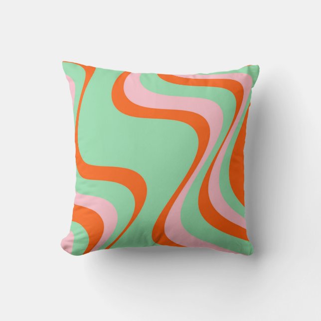 Färglöst Retro Swirl Groovy Y2K Mönster Kudde (Framsida)