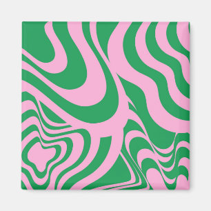 Färglöst Retro Swirl Groovy Y2K Mönster Magnet