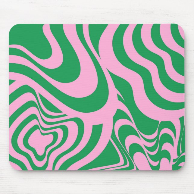 Färglöst Retro Swirl Groovy Y2K Mönster Musmatta (Framsidan)