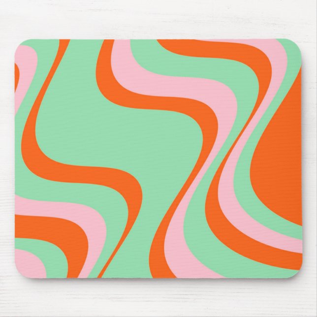 Färglöst Retro Swirl Groovy Y2K Mönster Musmatta (Framsidan)
