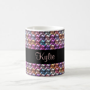 Färglöst Rhinestone med eget namn Kaffemugg