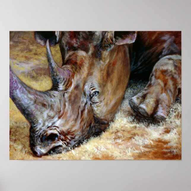 Färglöst Rhinoceros-foto tryckt Poster (Framsidan)