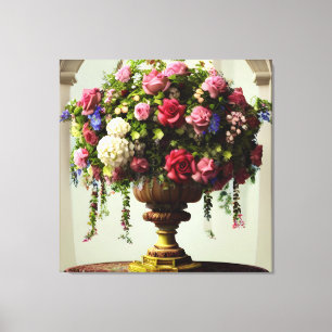 Färglöst Ro och assorterade Blommigtar Elegant Vas Canvastryck