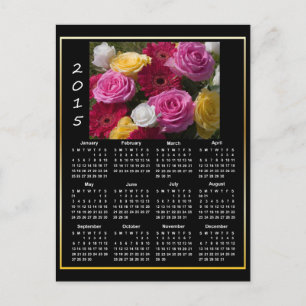 Färglöst Ro och blommor 2015 Kalender Vykort