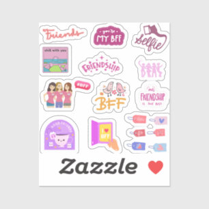 Färglöst Rosa Besties / Best Friend Sticker Pack Klistermärken
