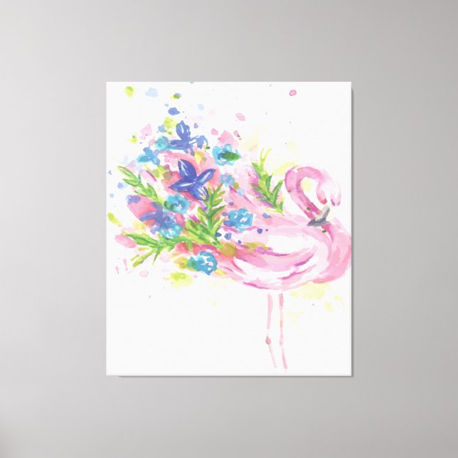 Färglöst Rosa Flamingo Print Art Älskare Canvastryck (Framsida)