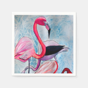 Färglöst rosa flamingo vattenfärgsdel pappersservett