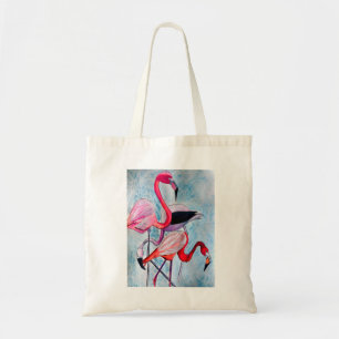 Färglöst rosa flamingo vattenfärgsdel tygkasse